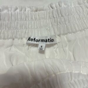 Reformation White Linen Shorts